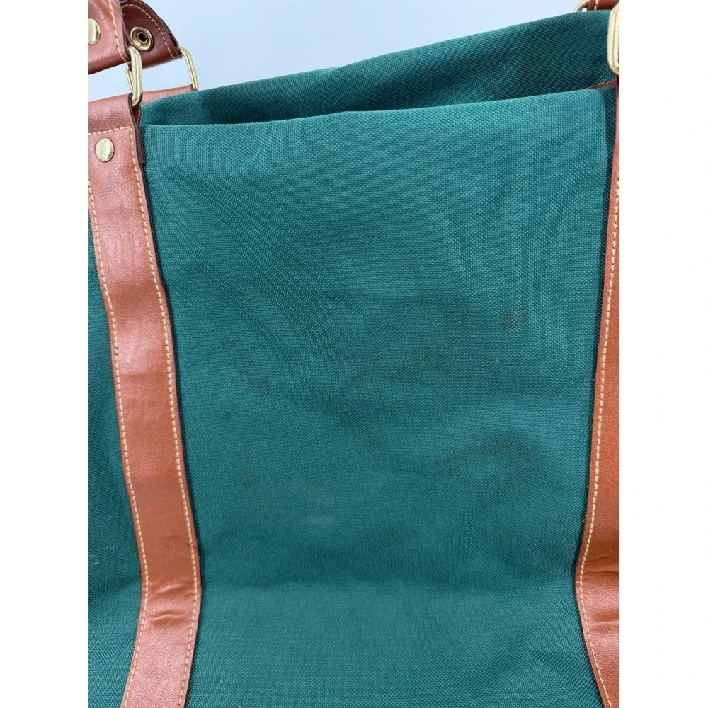 Polo Ralph Lauren Fragrances Green Canvas Duffel Bag Weekender Brown Trim Mens